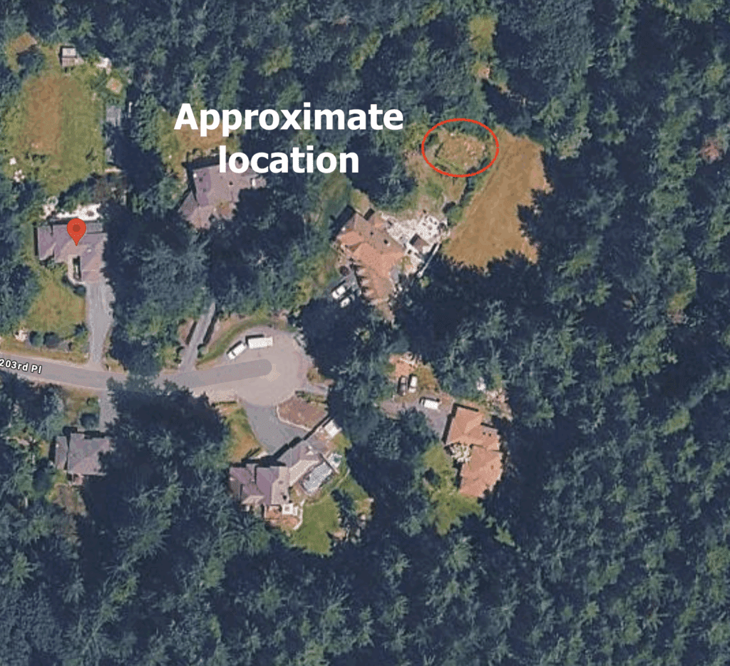 Approximate location of Maltby Cemetery (also called Paradise Lake Cemetery). You need permission to visit the cemetery.