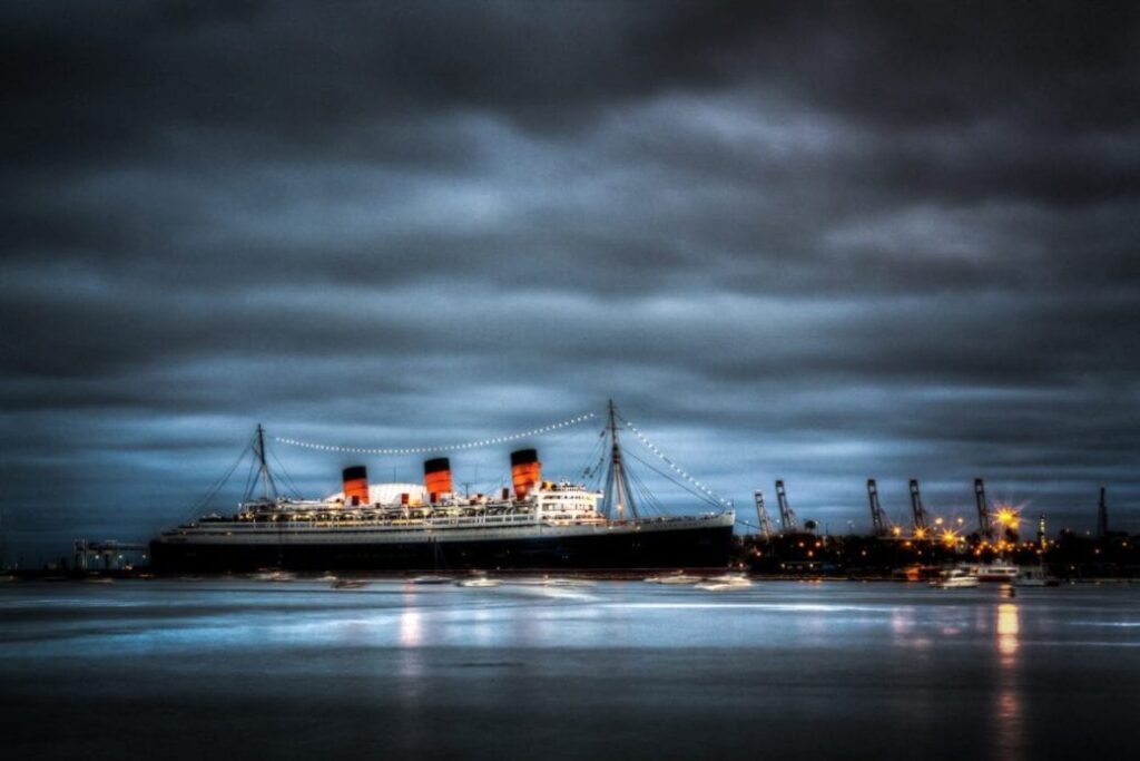 haunted queen mary docked in long beach, california