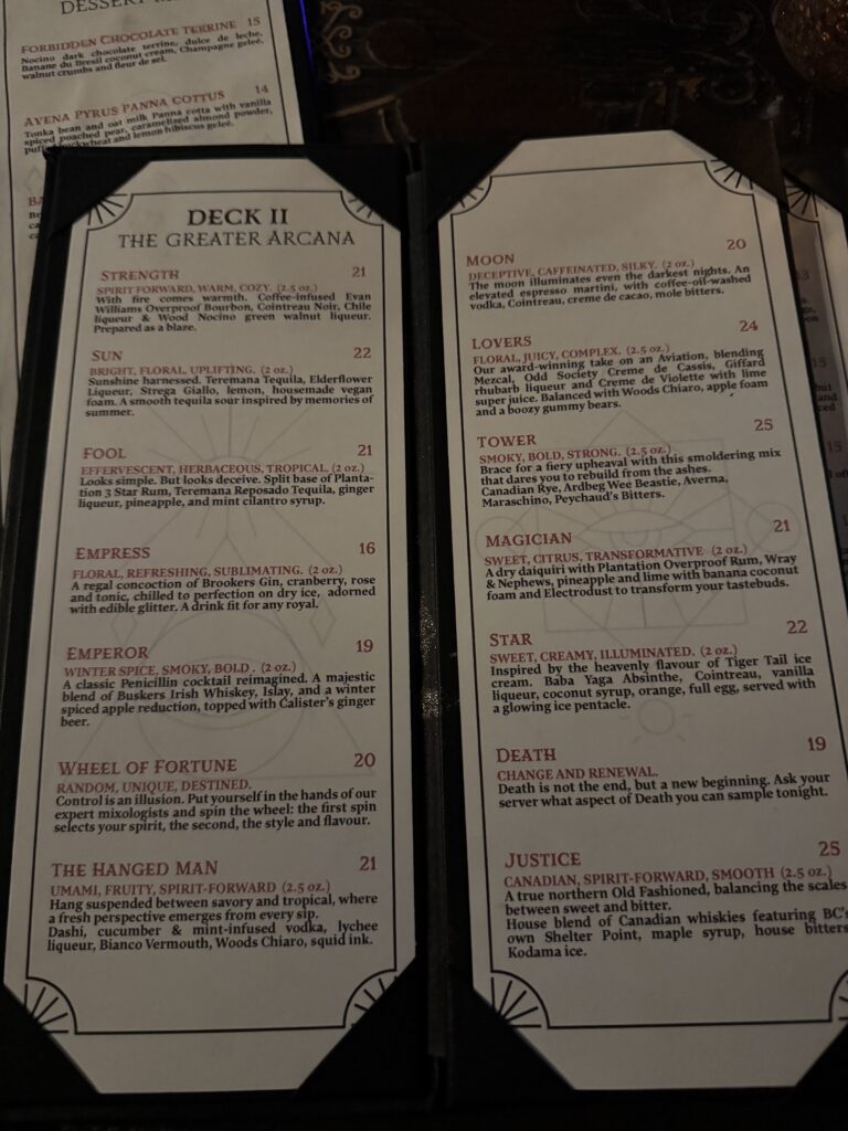 Arcana menu