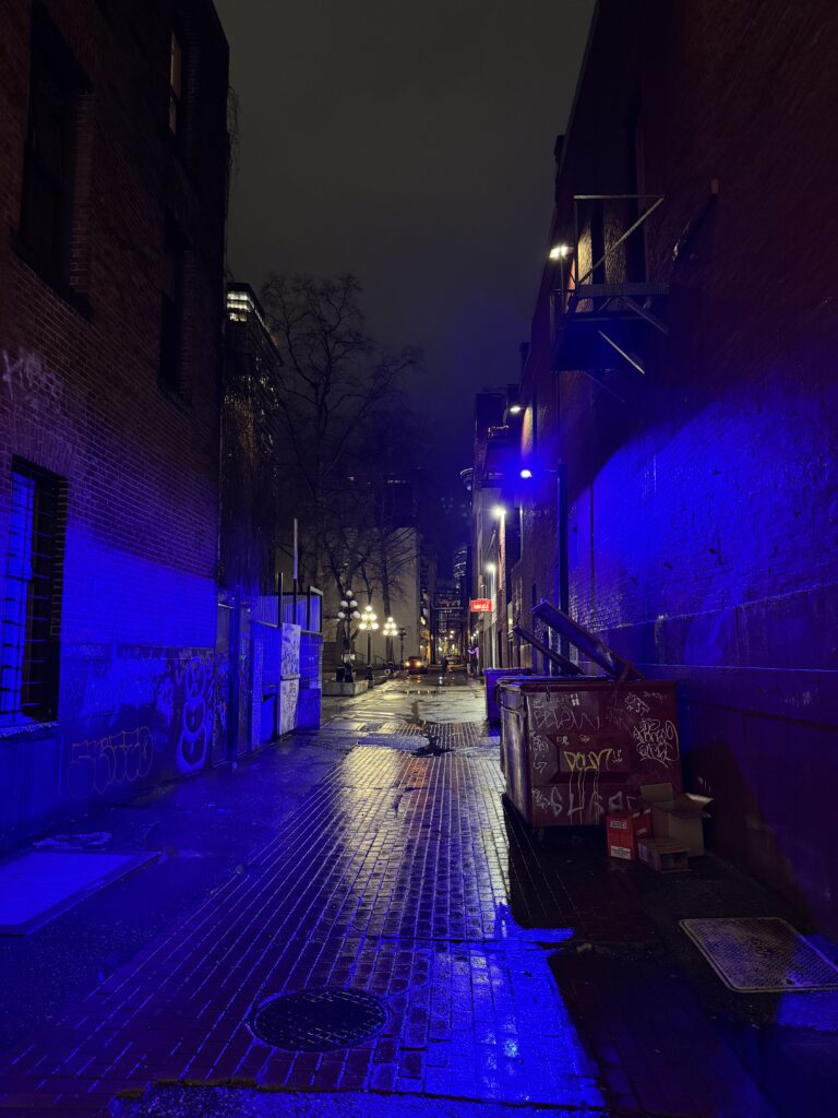 A spooky alley in Gastown, Vancouver, BC