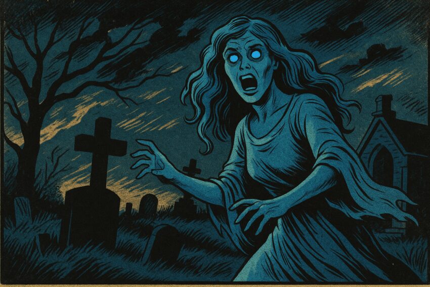 a female ghost as the feature image to guide
