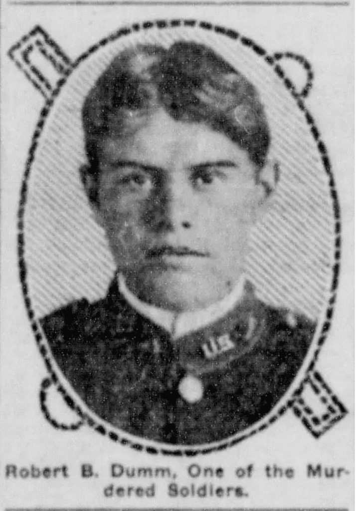 Robert Dumm, a murdered soldier at Fort Worden in 1910